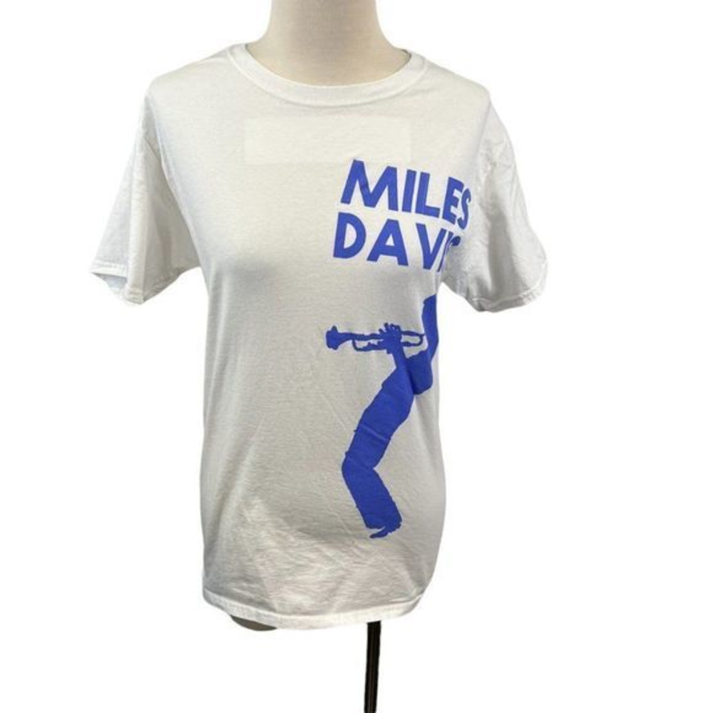 Miles Davis White and Blue Graphic Tee